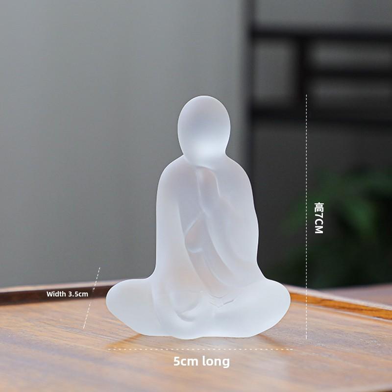 Ancient glazed little monk teapet creative ornament frosted zen glass Tathagata small Buddha statue kung fu tea set tea ceremony