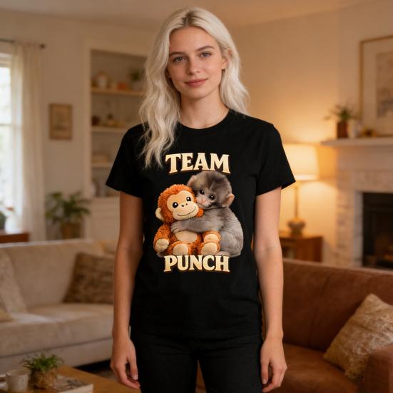 Monkey Punch T-Shirt Kurzarm Lässiges T-Shirt Niedriger Rundhalsausschnitt Affe Orang-Utan Muster T-Shirt
