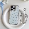 INS Star Blue Simple Plating Silver Phone Case for iPhone 17 16 Promax 15 14 13 12 11 Anti Drop Soft Cover With Bow and Bracelet