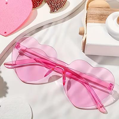 2026 Lunettes de Soleil de Fête Colorées en Polycarbonate Forme Cœur Teintées Filles Vintage UV400 Couleurs Sans Monture Polarisées