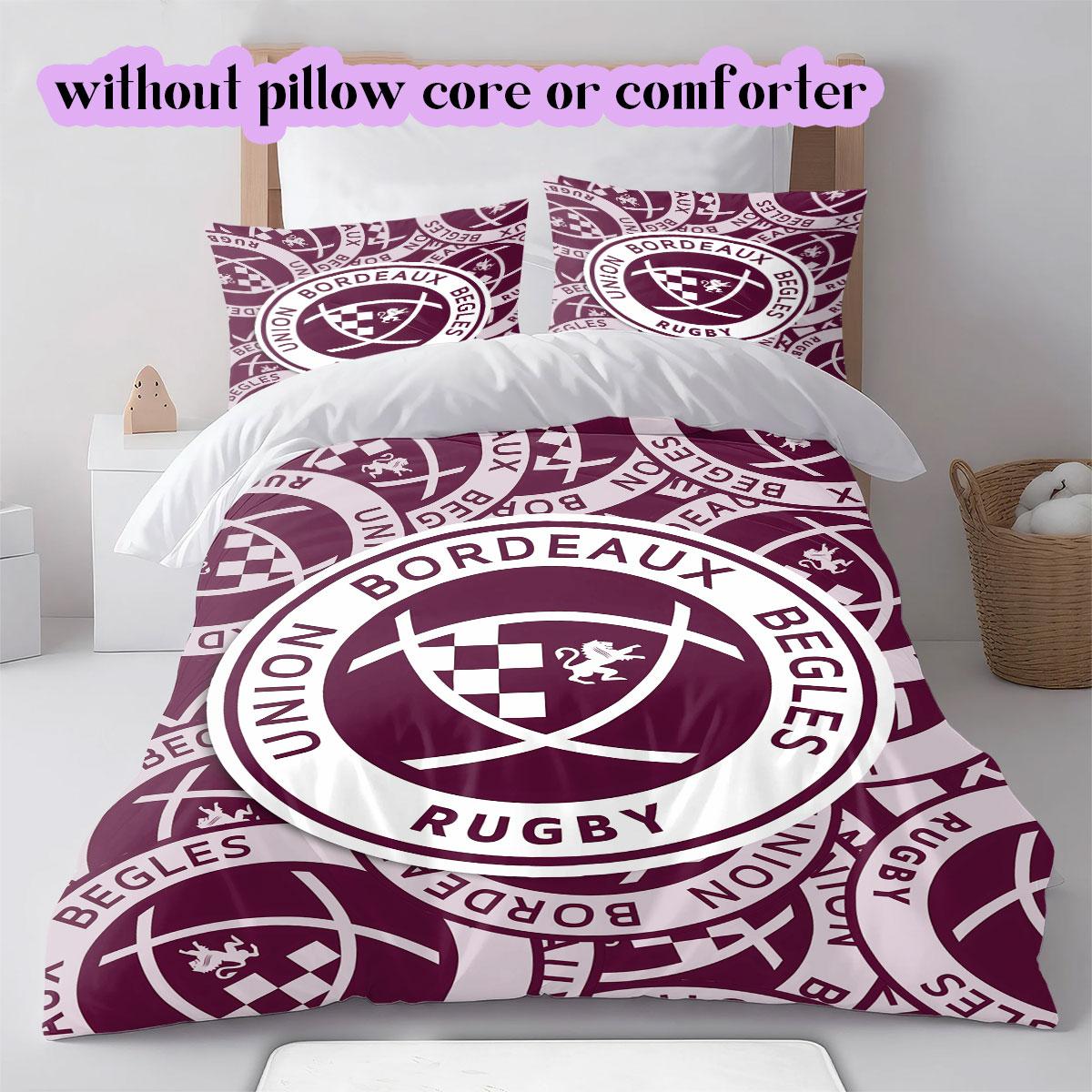 

Rugby Club Union Bordeaux Bègles Pattern Bedding,Quilt Set Quilt Cover Pillowcase Home Birthday Gift (1*duvet cover+2*pillowcase,without core) 135x200cm