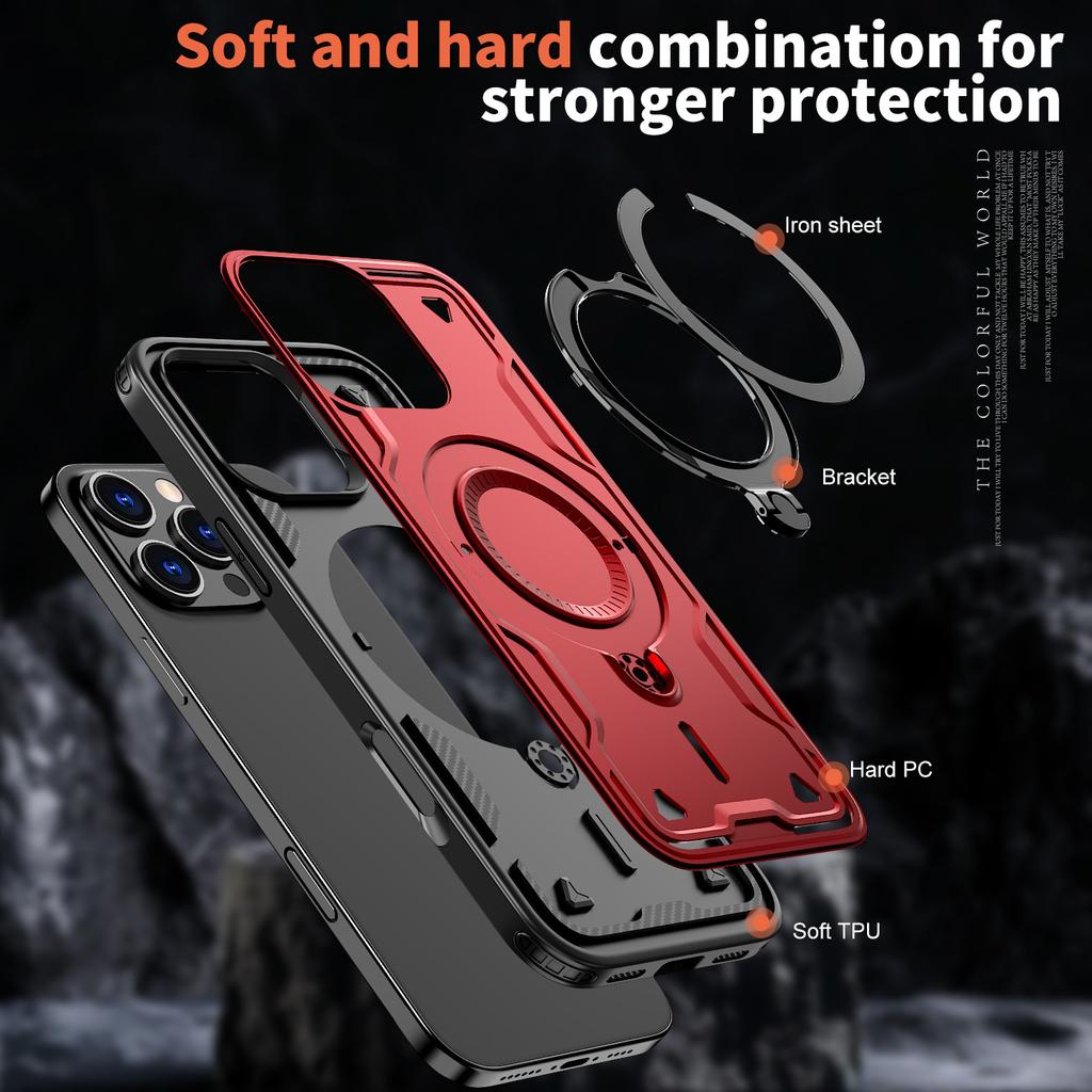 Applicable To iPhone17Pro Mobile Phone Case Magnetic Suction Rotating Magsafe Bracket Anti-drop Apple 15 Protective Case