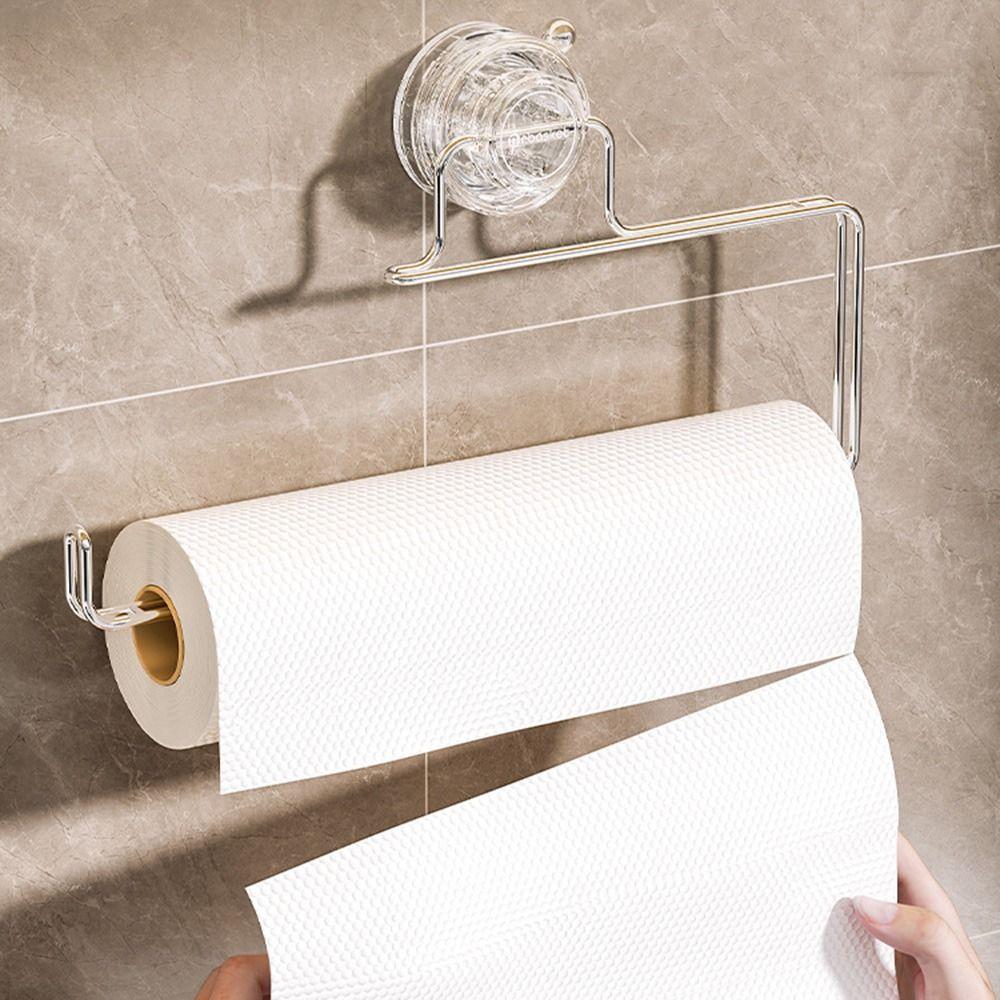 Strong Suction Cup Cling Film Storage Rack Wall Mounted Paper Towel Hanger  Washroom