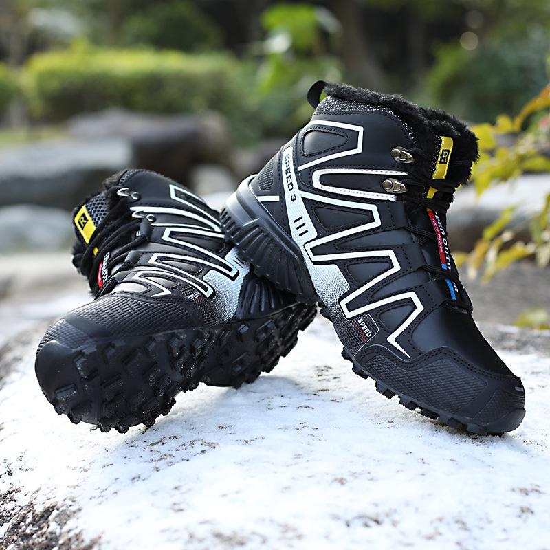 New hiking shoes men's velvet high-top large size breathable waterproof and non-slip outdoor leisure camping hiking shoes women