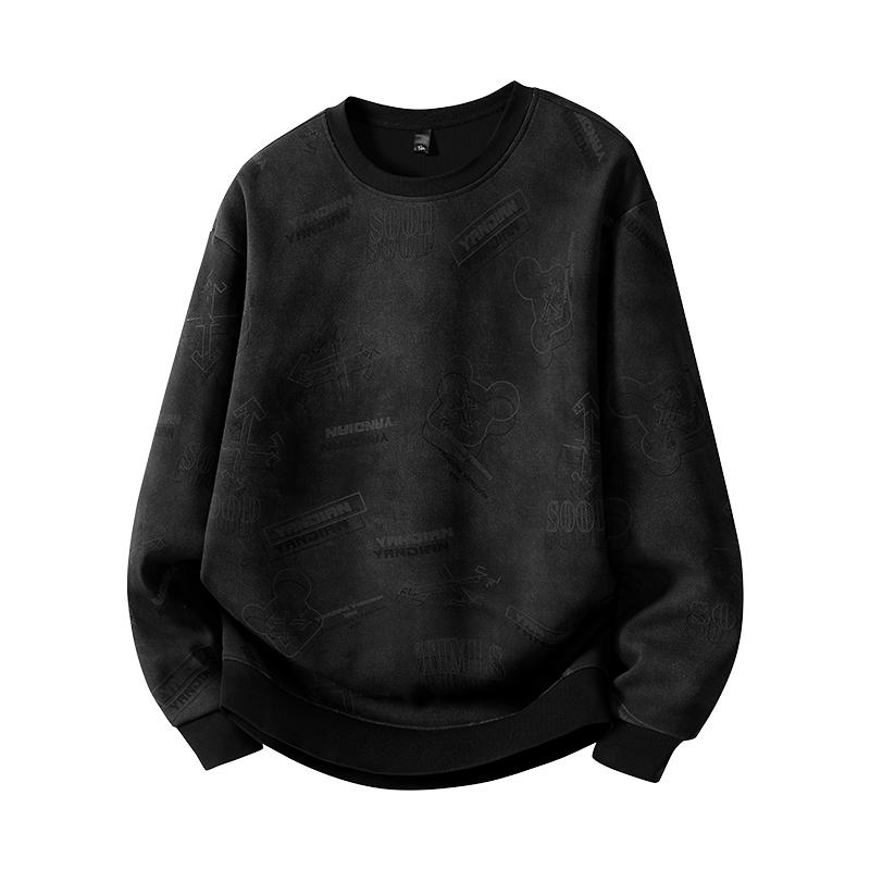 Rundhals-Sweatshirt Langarm-Basisshirt Locker Bedrucktes Langarm-Freizeitoberteil