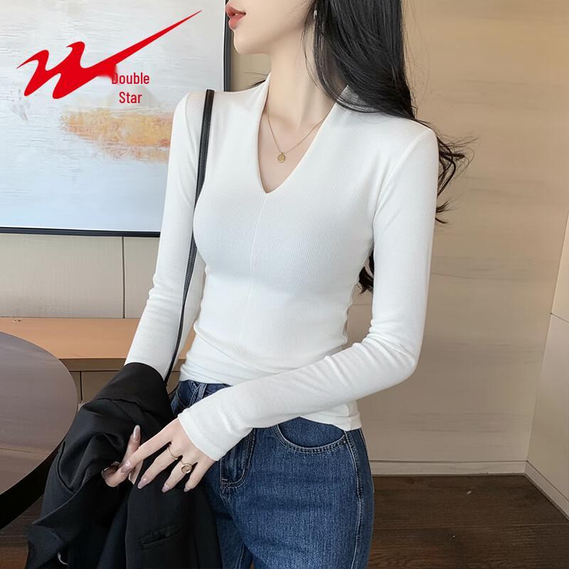 Women s Deep V-Neck Slim-Fit Long-Sleeve T-Shirt XL