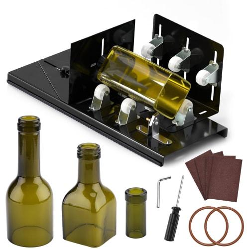 FIXM Glass Bottle Cutter, Square & Round Bottle Cutting Tool with Accessory Tool Kit for Wine Bottles, DIY Vases, Candlesticks, and Square and Oval Gl