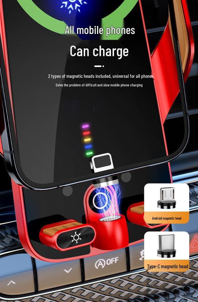 66W Wireless Fast Charging Car Phone Holder and Navigation Mount