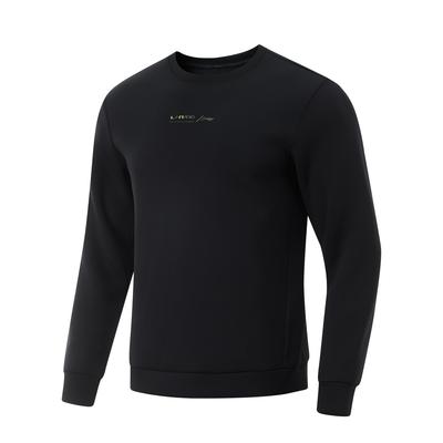 Li Ning Comfortable Casual Simple Round Neck Pullover Sweatshirt Men Sweatshirt Black Banana-Leaf-Green AWDV119-1