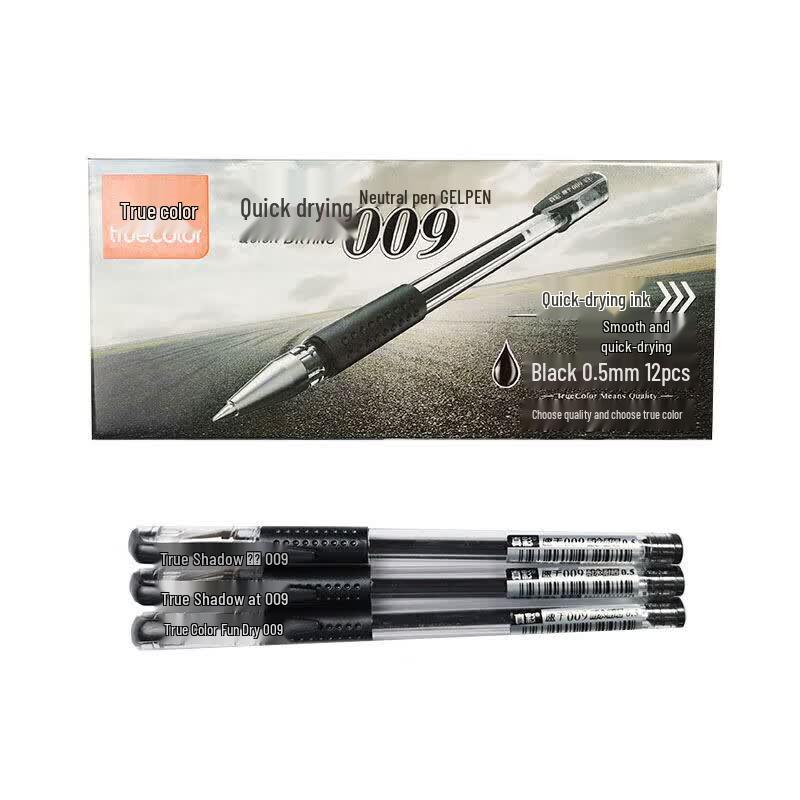 TRUECOLOR GP-009 0.5mm Black Gel Pen (12-Pack)