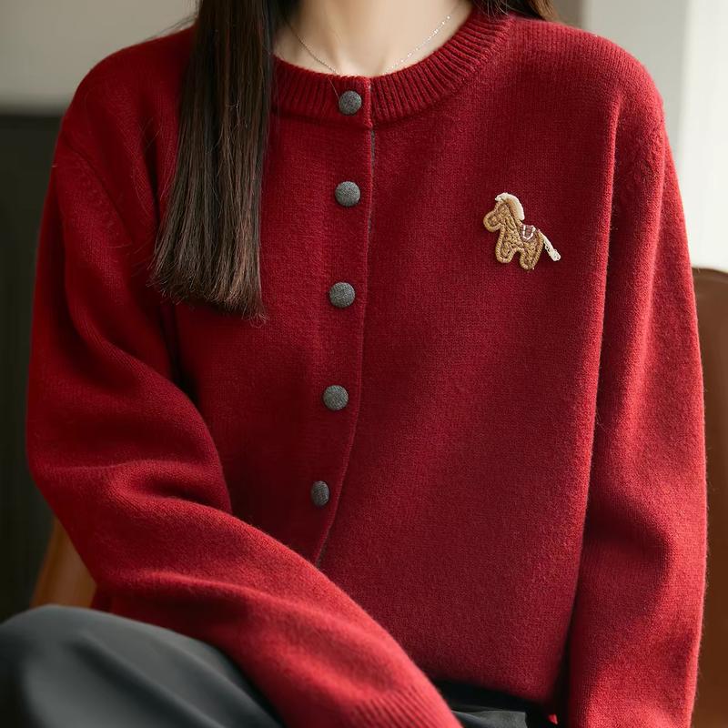 La Chapelle 2026 Washable Embroidered Button Knit Cardigan