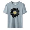 Womens Cotton  Daisy Print Base Tshirt Loose round Neck Casual Short Sleeve Fashion Top Wholesale Clothing Summer