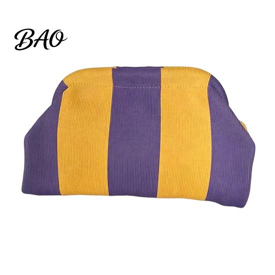 Woven Clutch Purse Women Striped Purse, Large Capacity Kiss Lock Makeup Case Cosmetic Pouch, Summer Beach Vacation Evening Dumpling Bag Toiletry