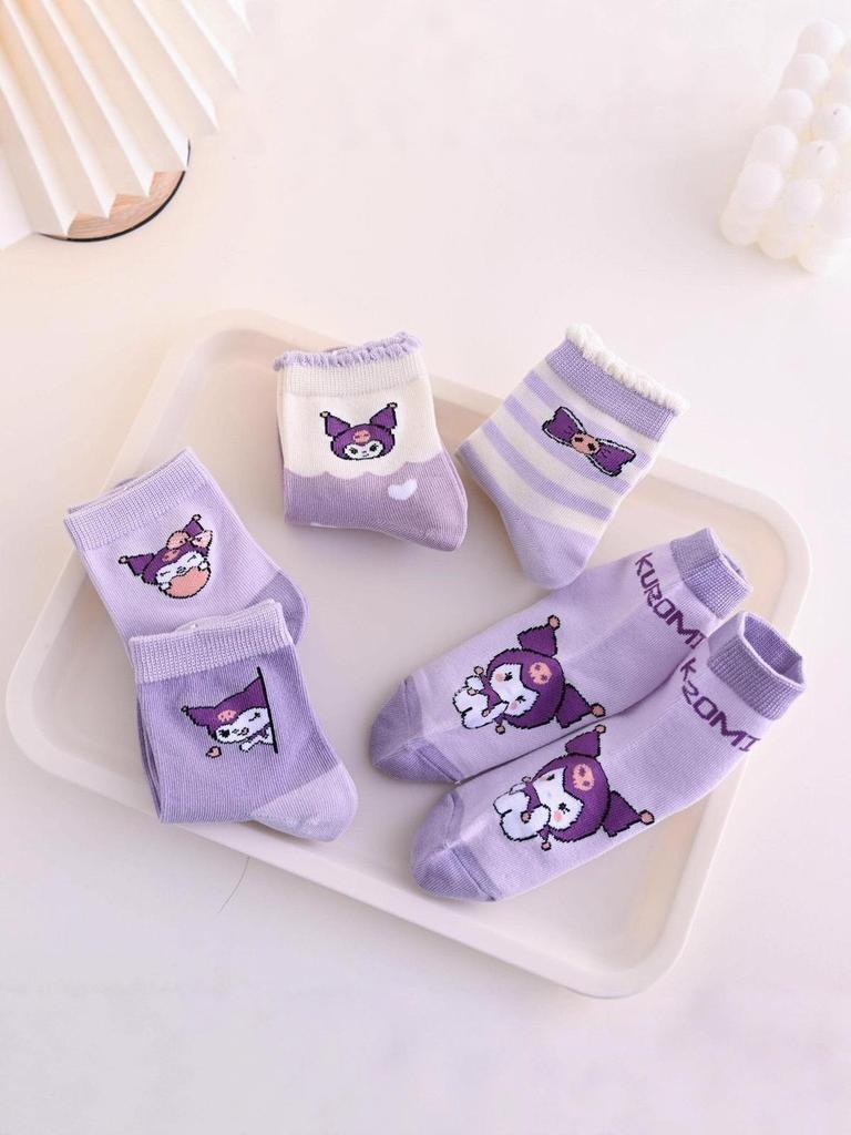 Kuromi Andningsbara Tecknade Strumpor till Knäet för Flickor – Vår/Höst Kollektion