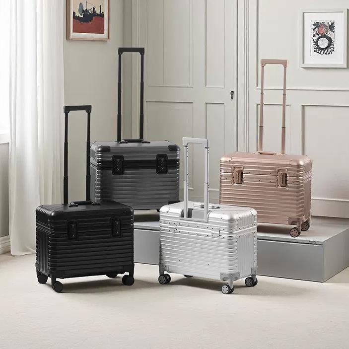 Customizable Aluminum-Magnesium Alloy Travel Trolley Case with Universal Wheels for Men and Women