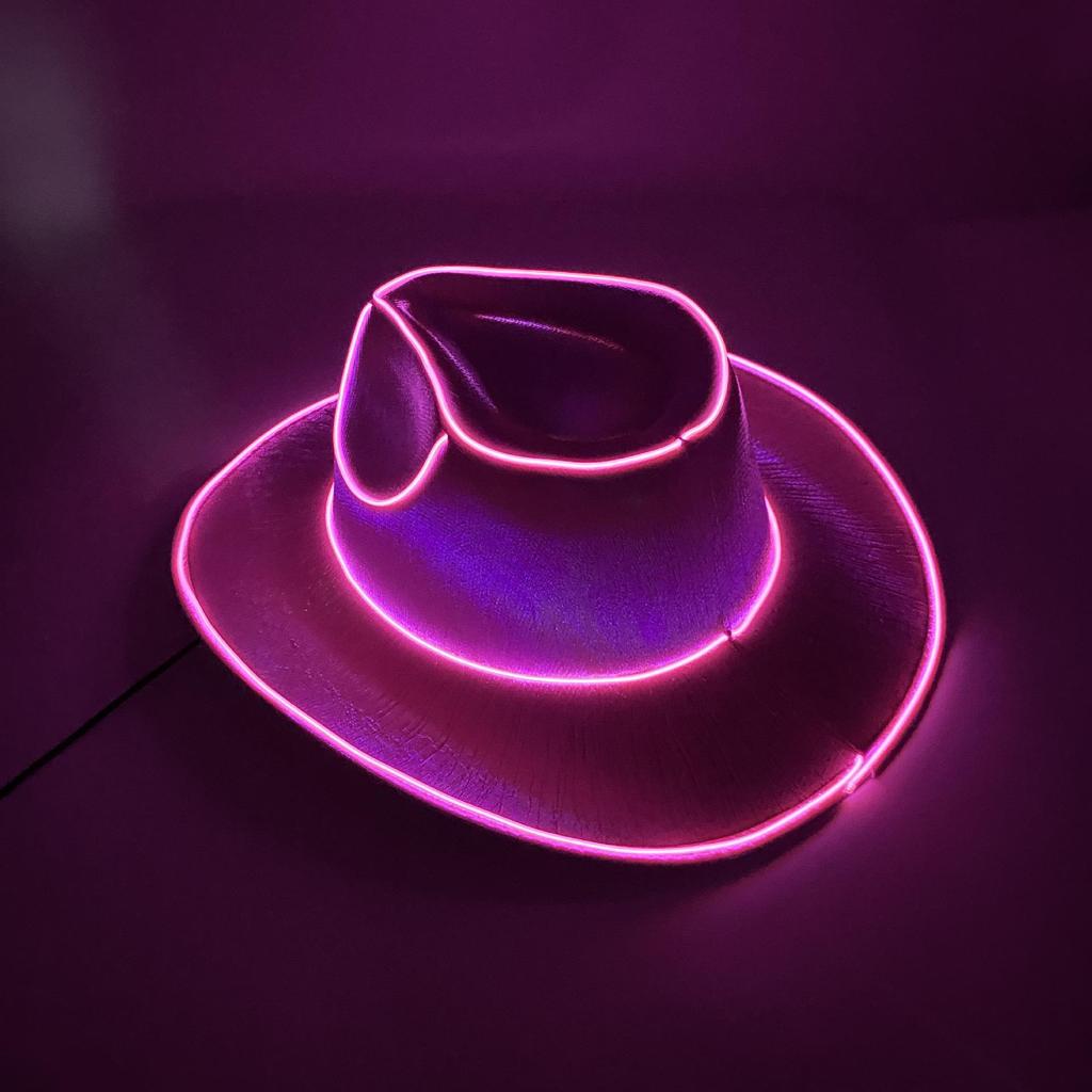 Iridescent LED Light-Up Cowboy Hat for Cosplay & Halloween