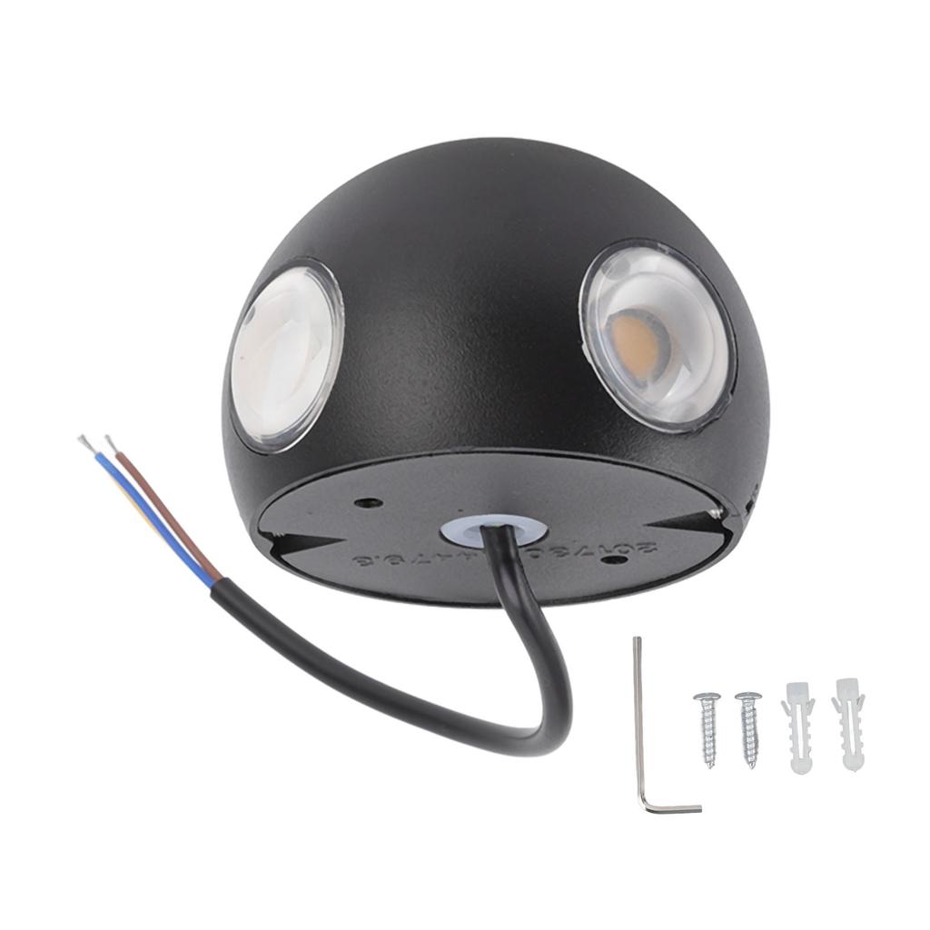 Ball Wall Sconce 12W 4COB Aluminum Globe Wall Sconces Outdoors Four Sided Luminous Waterproof LED