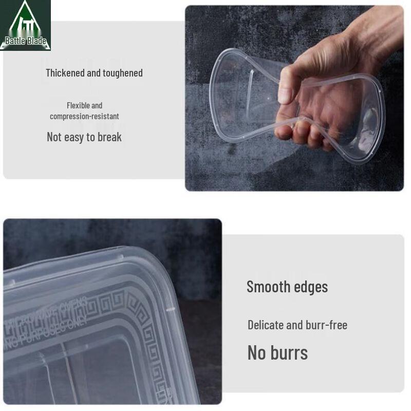 Disposable Transparent Plastic Takeaway Containers (50-Pack) with Lids