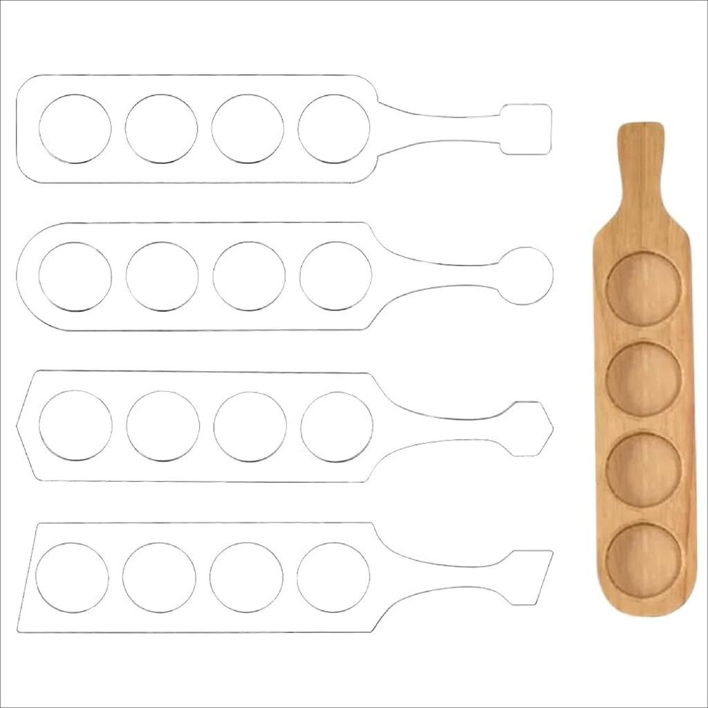 Clear Acrylic Router Template Four Glencairn Whisky Glass Flight Paddle Board Beer Flight Template Woodworking Router Template