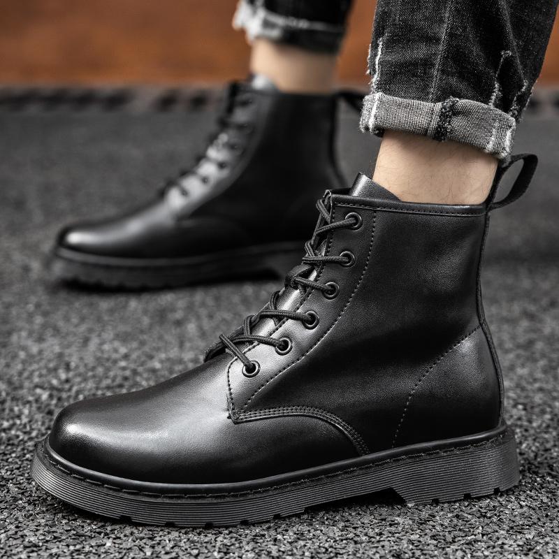 Botas de Combate Militares para Hombre con Cordones Zapatos Negros Plataforma Botas de Motocicleta Tobillo de Cuero Calzado Casual Zapatos de Hombre Botas Militares de Hombre