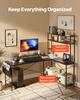 VEVOR L-Shaped Computer Desk, 1.7m Reversible Corner Gaming Desk with Monitor Stand & Movable CPU Stand
