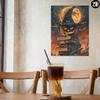Retro Halloween Witch Hat Candles Metal Poster Wall Decor 30x20cm