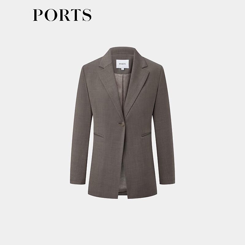 PORTS Women's Rock Grey Single-Button Cropped Blazer