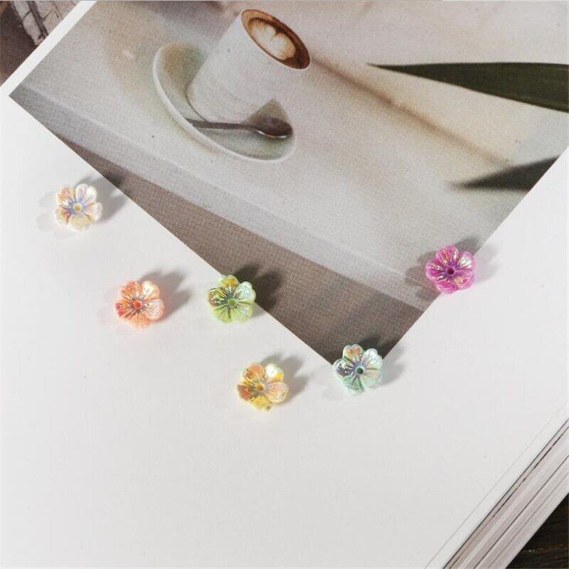 20pcs/Bag Flower Resin Imitation Shell Acrylic Beads Mounted Movable Type For Jewelry Making Handmade Crafts Accessories