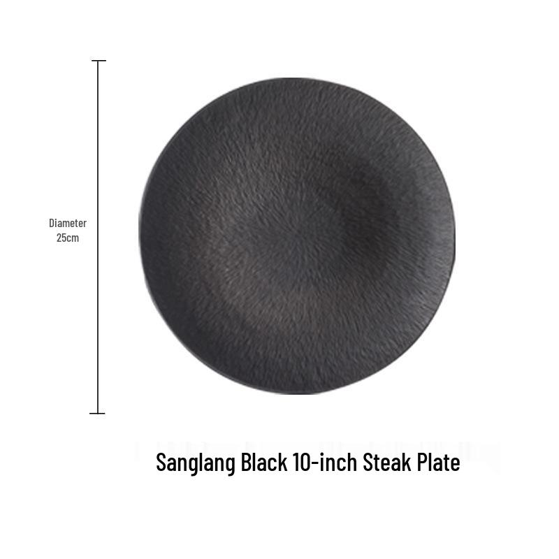 European Ceramic Dinnerware: Steak & Pasta Plate with Creative Texture