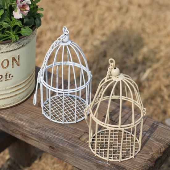 Yousheng Miniature Birdcage Ornaments, Decorative Mini Birdcage Figurine, Cute Garden Succulents Pot Decor Tea Banquet
