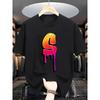 Summer Men'S Fashion Short-Sleeve T-Shirt with Letter Pattern Print