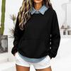 Women's Casual Color Long Sleeve Loose Fit Pullover Sweatshirt for Daily Wear