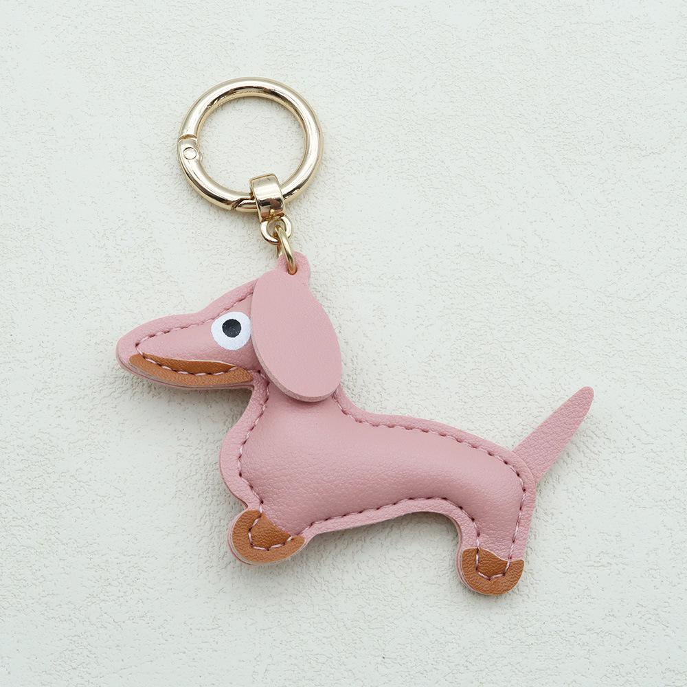 In-Stock Dachshund Cartoon Pendant Leather Dog Bag Charm Phone Case Accessory Creative Car Charm