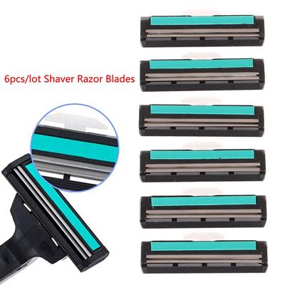 6pcs/lot Shaver Razor Blades Cassette Shaving Blade for Men 2 Layer Blades