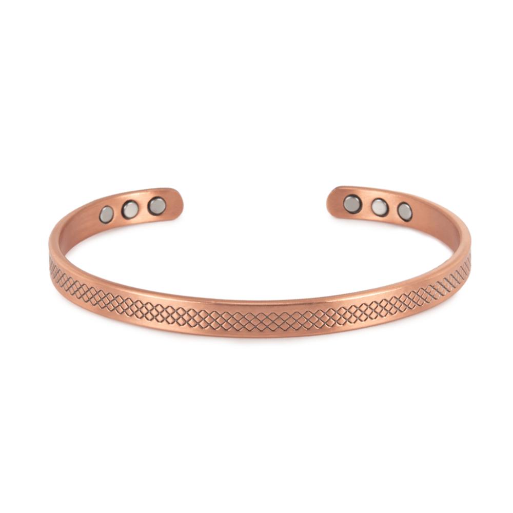 

Vinterly Pure Copper Bracelets Magnetic Adjustable 6mm Wide Open Cuff High Magnet Health Energy Bangle Women Resizable Jewelry