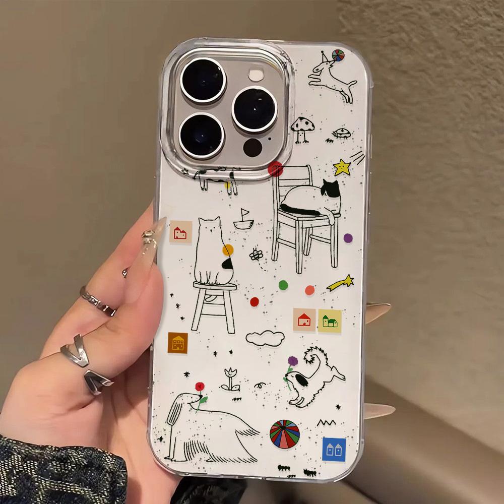 Painted Phone Case for iPhone 12 13 15 16 iPhone 16 12 13 14 15 Pro  14 15 16 Pro Max Coverage Shockproof Anti-Fingerprint Fresh Style Protective Case