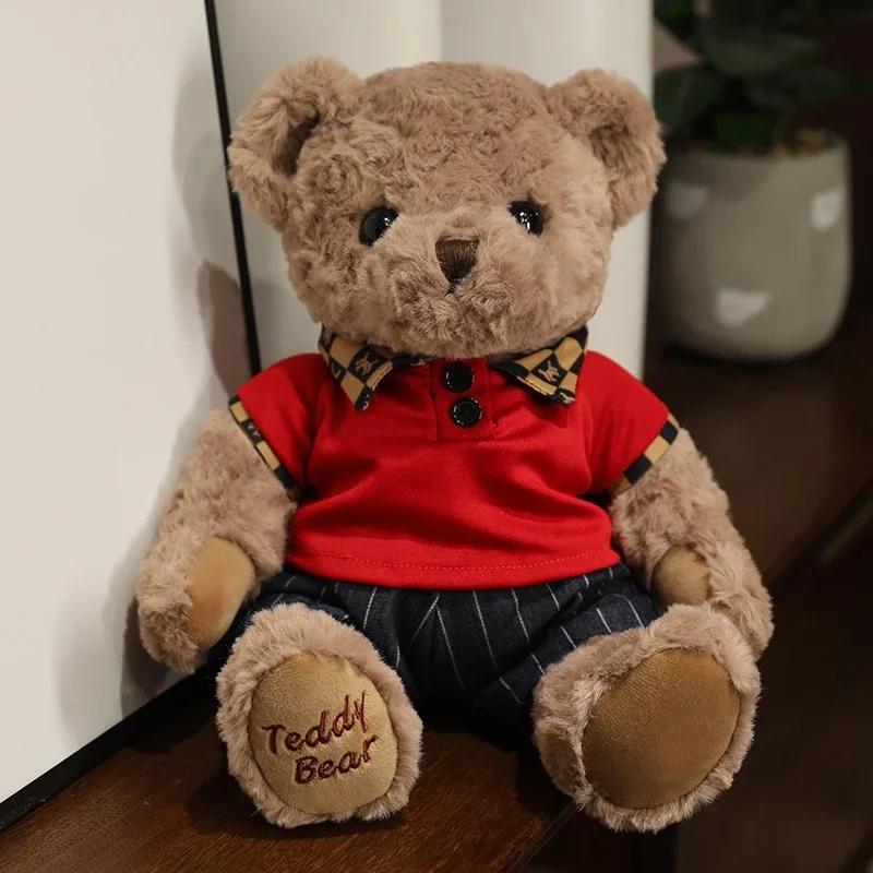 High Quality Soft Teddy Bear Plush Toys Tie Bear Doll T-shirt Paul Teddy Bear  Cute Pillow Animal Cushion Children Birthday Gift