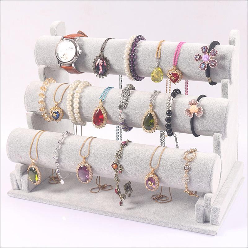3-stufiger Armbandständer Abnehmbarer Samt-Armbandhalter Schmuckständer für Armreifen Kopfschmuck