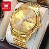 OLEVS 9931 Quartz Mens Watch Calendar Classic Leisure Solid Stainless Steel Strap Waterproof Rhombus Design Men's Watches