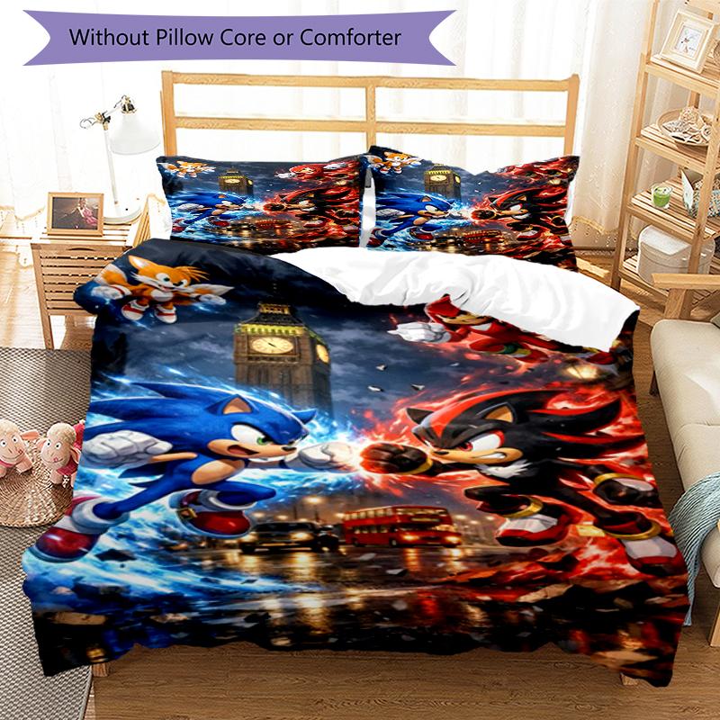 3pcs Sonic Bedding Set Duvet Cover Closure Includes 1 Duvet Cover & 2 Pillowcases, Soft and Comfortable for All Seasons.