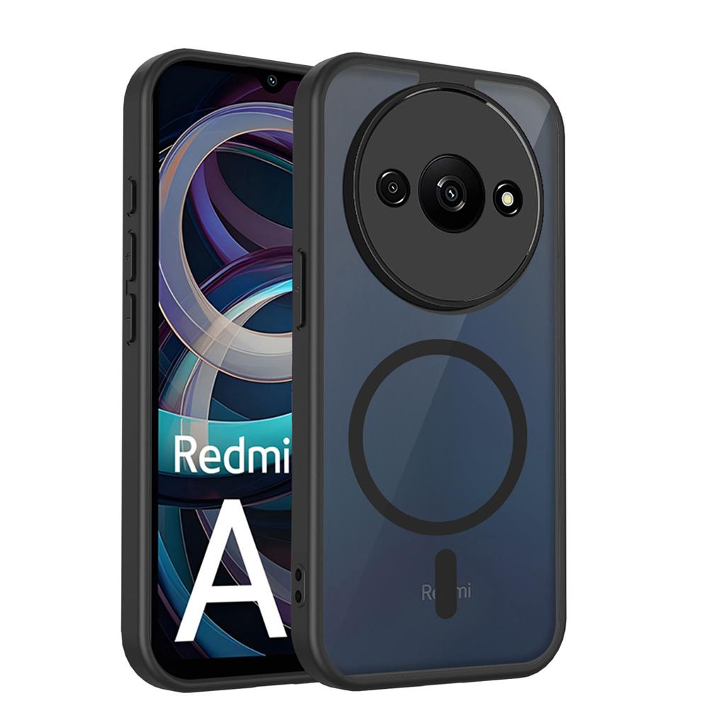 KEYSION Magnetic Phone Case for Redmi A3 A3X Soft Silicone+PC Matte Translucent Clear Shockproof Back Cover for Xiaomi POCO C61