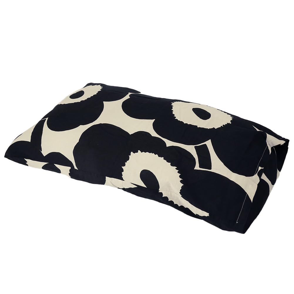 Marimekko Pillowcase, 50cm X 70cm, Unikko, White and Dark Blue, 070522 851 [Parallel Import]