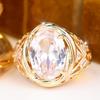 Gorgeous Gold Color Oval Zircon Ring for Women Wedding Banquet Fashion Jewelry Gift