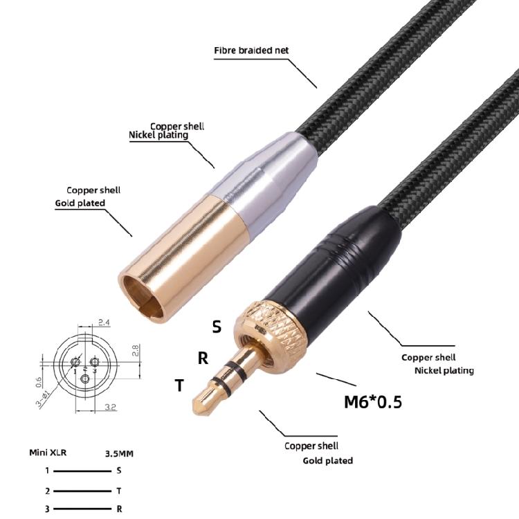 3.5mm to Mini XLR Adapter, 1/8" to Mini XLR Cable, 1/8 in TRS Stereo Audio Cable