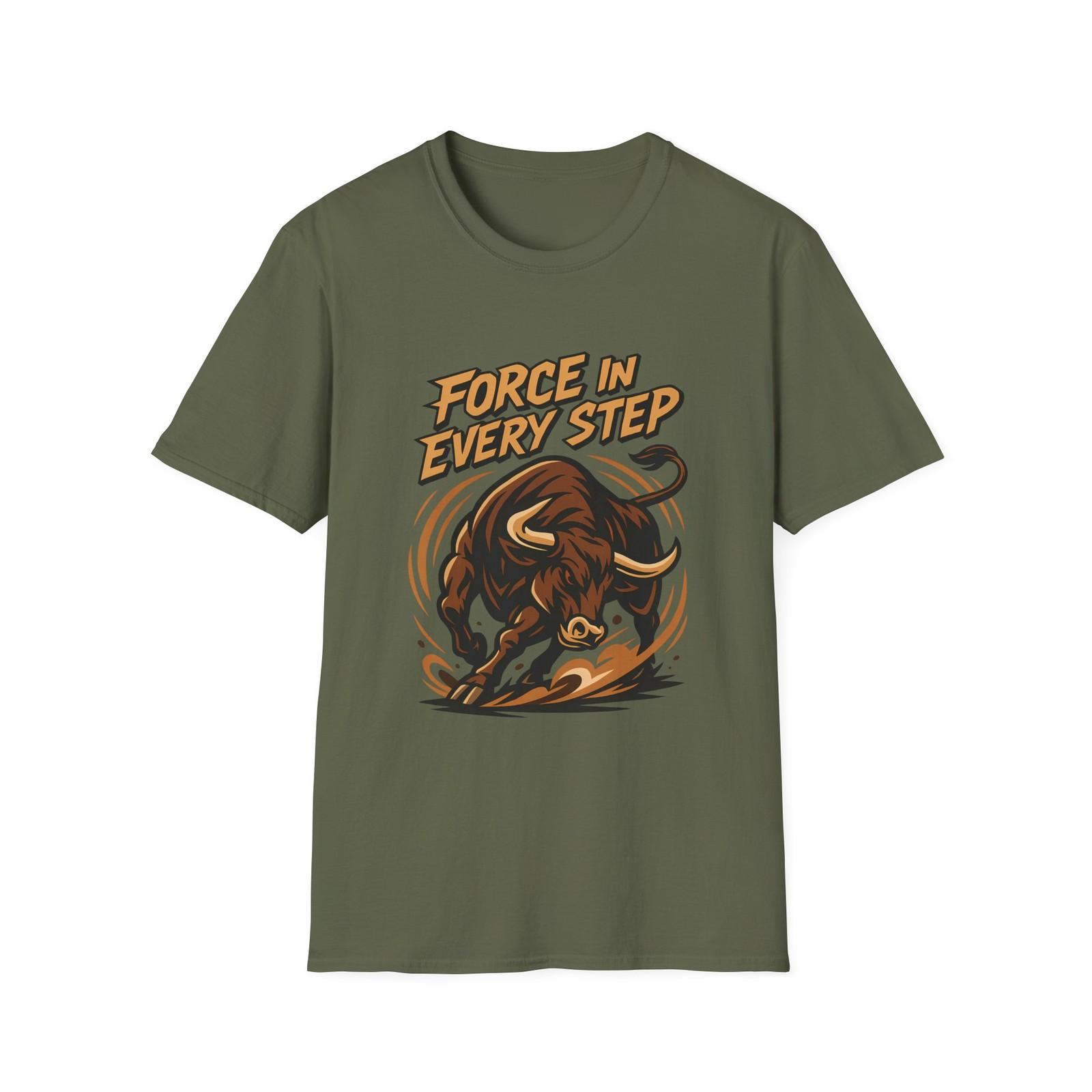 Unisex Softstyle T-Shirt Mens Womens Tees Top Charging Bull Power Strength Motion Dust Trails M
