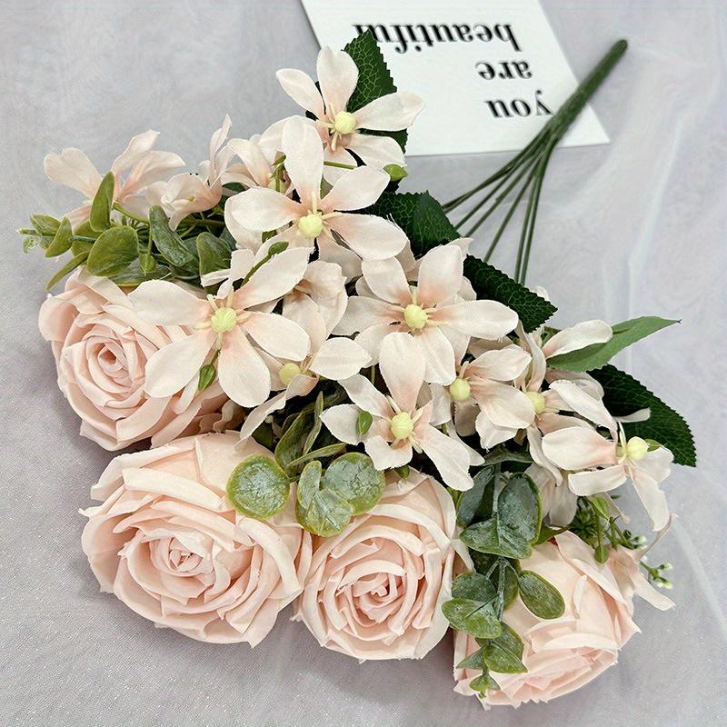 1Pc Artificial Flower 7-Pronged Lily Curling Rose Combination Flower Arrangement