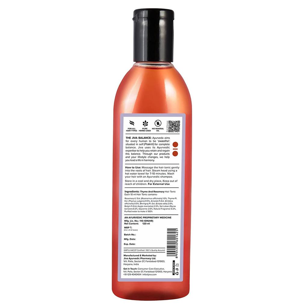 Jiva Thyme & Rosemary Hair Tonic 120ml X Pack of 2, Nourishes Hair, Reduces Hairfall, Dandruff & Premature Greying