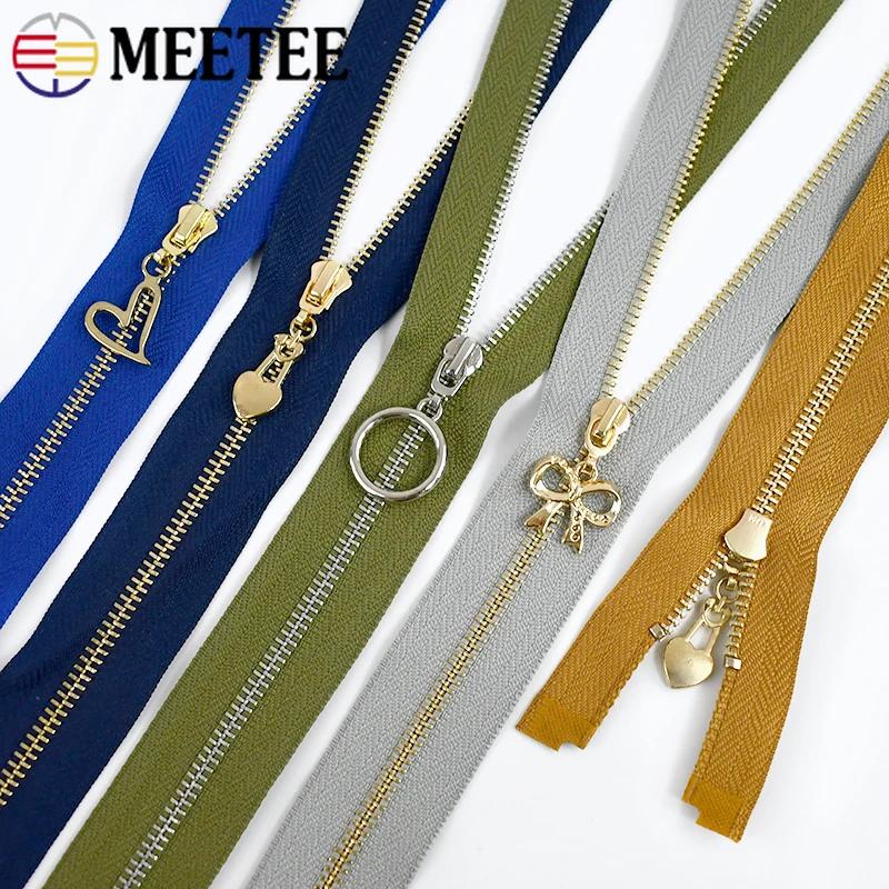 5Pcs Meetee 3# 15-30cm Metal Zippers Bags Closed End Auto Lock Zipper for Clothes Repair Kit DIY Sewing Material Accessories