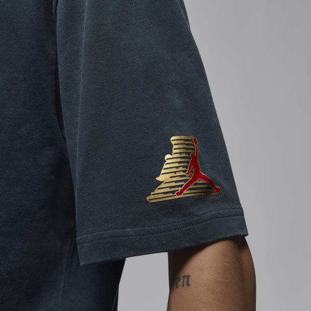 Jordan Letter And Number Print Comfortable Casual Washable Round Neck Short Sleeve T-Shirt Men Tops Military-Deep-Sea-Blue HM4902478