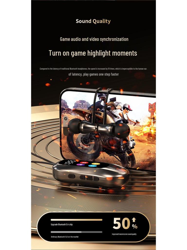 Clip-on Bluetooth Headset with Long Battery, Noise Reduction, Sports Card Insertion, In-Ear Gaming, Wireless